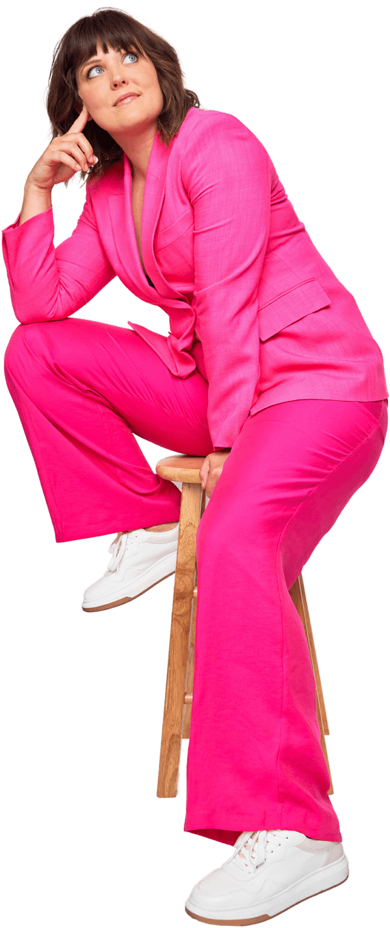 Jenna Pinchbeck Sitting on a Stool